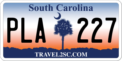 SC license plate PLA227