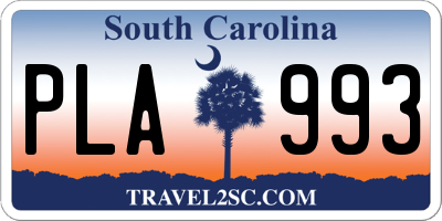 SC license plate PLA993