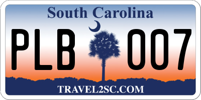 SC license plate PLB007