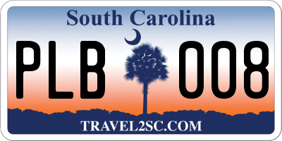 SC license plate PLB008