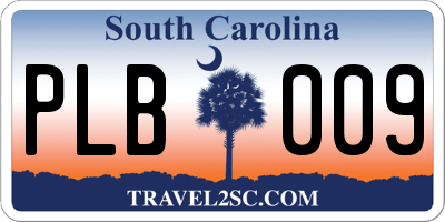 SC license plate PLB009