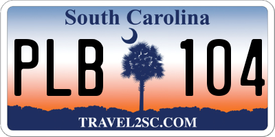 SC license plate PLB104