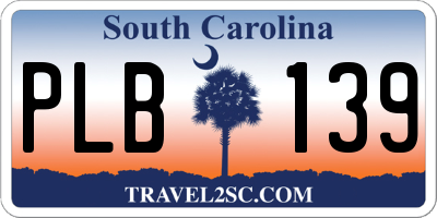 SC license plate PLB139