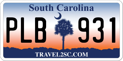 SC license plate PLB931