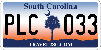 SC license plate PLC033