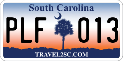 SC license plate PLF013
