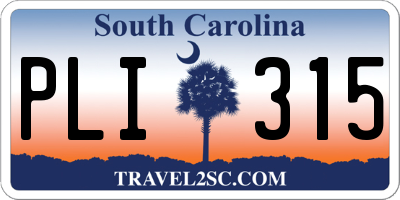 SC license plate PLI315