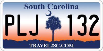 SC license plate PLJ132
