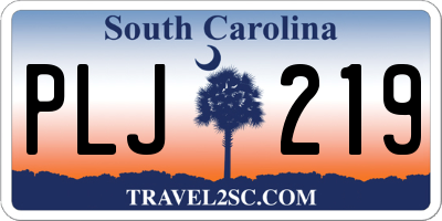 SC license plate PLJ219