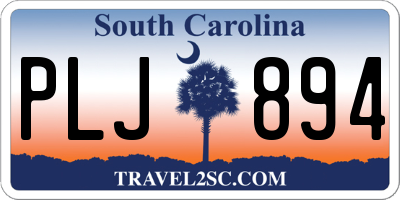 SC license plate PLJ894