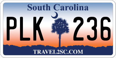SC license plate PLK236