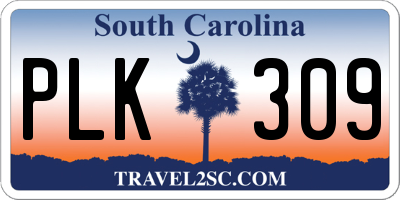 SC license plate PLK309
