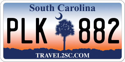 SC license plate PLK882