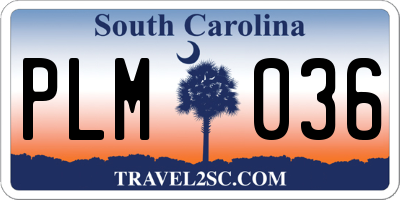 SC license plate PLM036