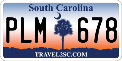 SC license plate PLM678