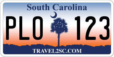 SC license plate PLO123
