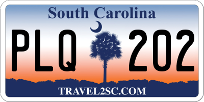 SC license plate PLQ202