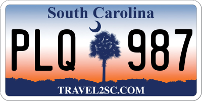 SC license plate PLQ987