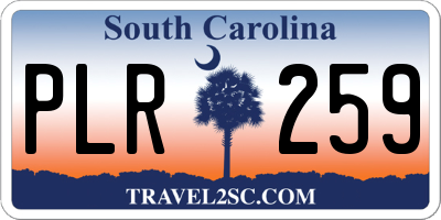 SC license plate PLR259