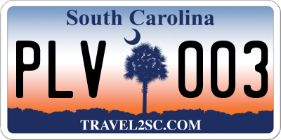 SC license plate PLV003