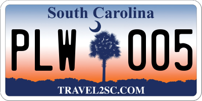 SC license plate PLW005