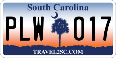 SC license plate PLW017