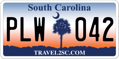 SC license plate PLW042