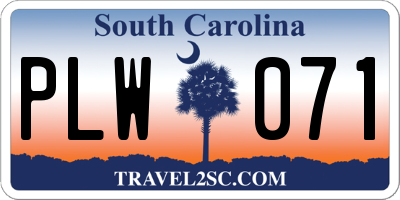SC license plate PLW071