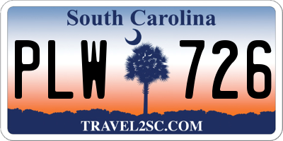 SC license plate PLW726