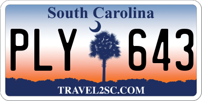 SC license plate PLY643