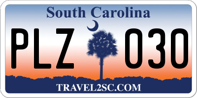 SC license plate PLZ030
