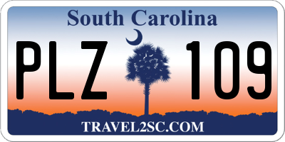 SC license plate PLZ109