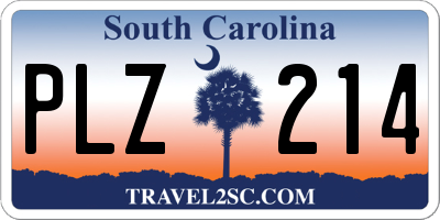 SC license plate PLZ214