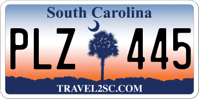 SC license plate PLZ445