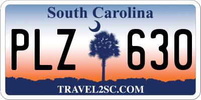 SC license plate PLZ630