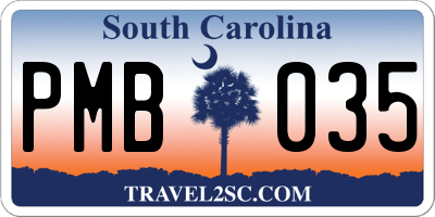 SC license plate PMB035