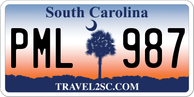 SC license plate PML987