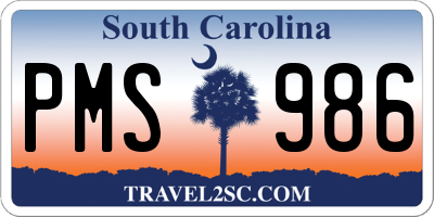 SC license plate PMS986