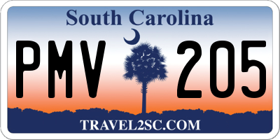 SC license plate PMV205