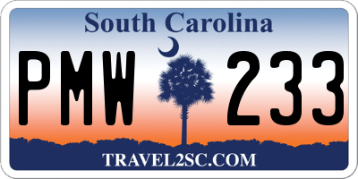 SC license plate PMW233