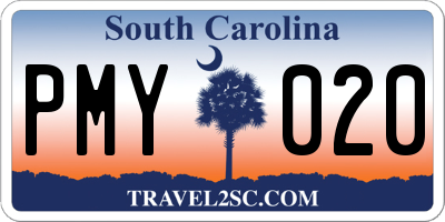 SC license plate PMY020