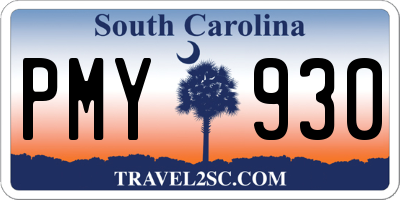 SC license plate PMY930