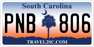 SC license plate PNB806