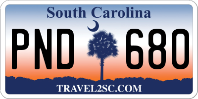 SC license plate PND680
