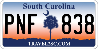 SC license plate PNF838