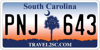 SC license plate PNJ643
