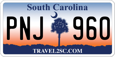 SC license plate PNJ960