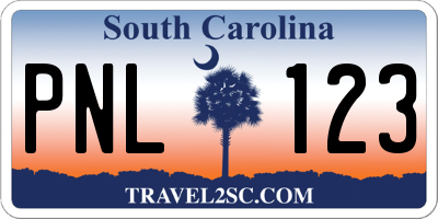 SC license plate PNL123