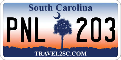 SC license plate PNL203