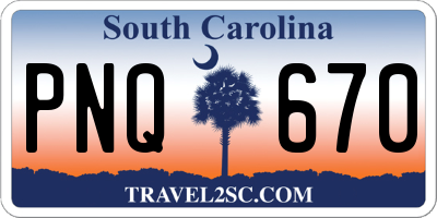 SC license plate PNQ670